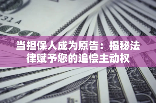北京当担保人成为原告:揭秘法律赋予您的追偿主动权 北京当担保人成为原告:揭秘法律赋予您的追偿主动权